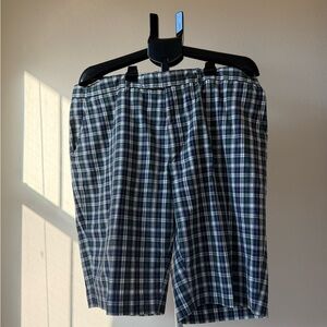 Men's Plaid Shorts - Black and White